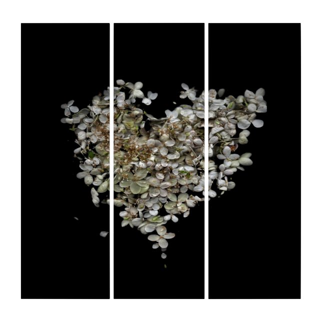 Hydrangea Heart Acrylic Triptych Wall Art (Front)