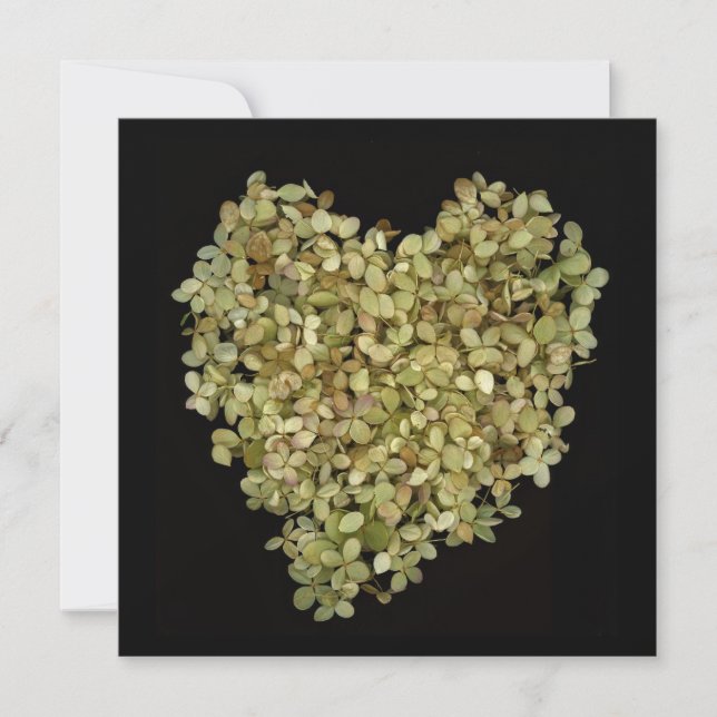Hydrangea Heart Botanical Note Cards Square (Front)