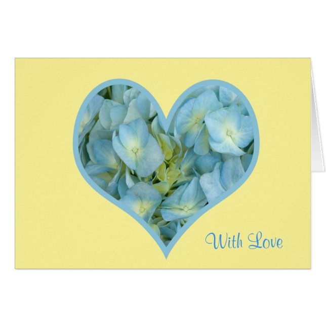 Hydrangea Heart Customizable Text Cards (Front Horizontal)