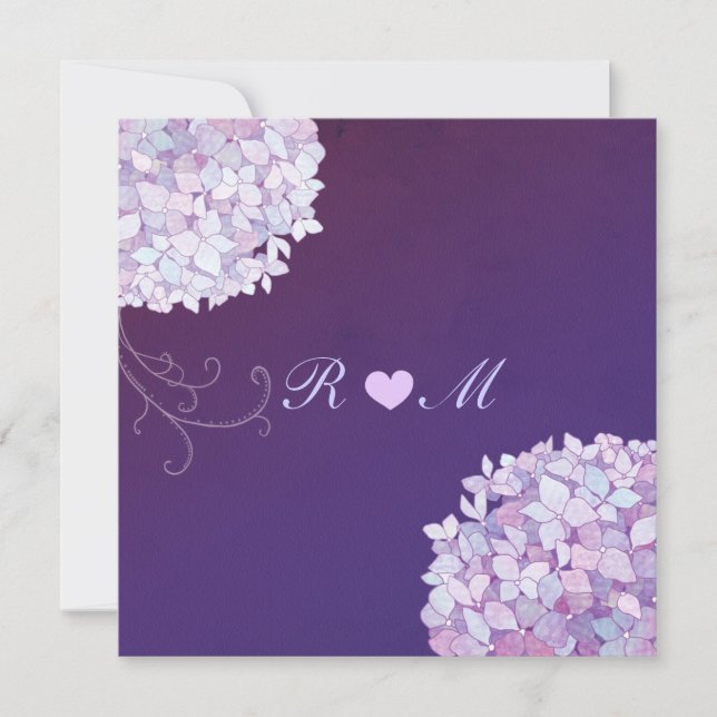 Hydrangea + Heart Plum Floral Wedding Invitation (Front)