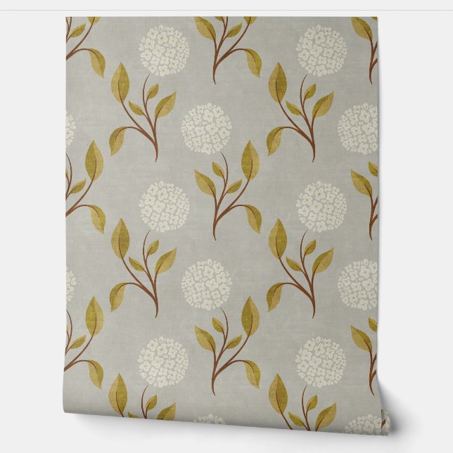 Hydrangea Home Modern Vintage Wallpaper - Gray Wallpaper (Unrolling)