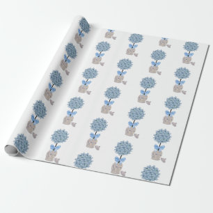 Hydrangea Hydrangeas Topiary Ginger jar Wrapping Paper