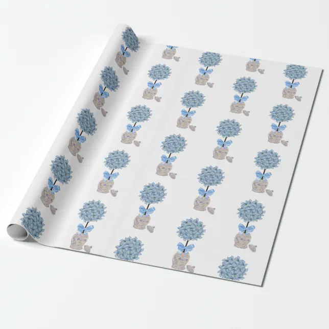 Hydrangea Hydrangeas Topiary Ginger jar Wrapping Paper Zazzle