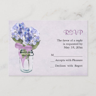 Hydrangea in a Mason Jar - RSVP Card