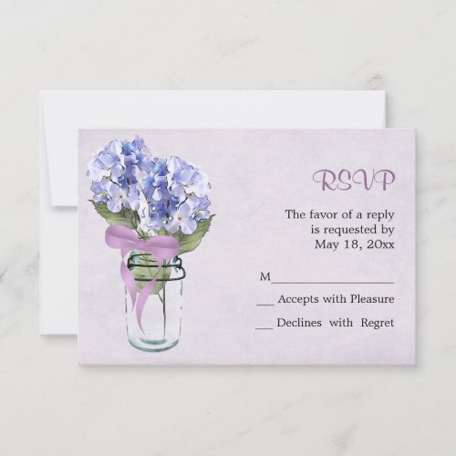 Hydrangea in a Mason Jar - RSVP Card