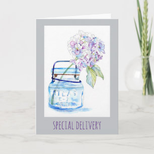 Hydrangea in Jar Watercolor 5x7 Folded Card