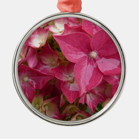 Hydrangea in pink metal ornament