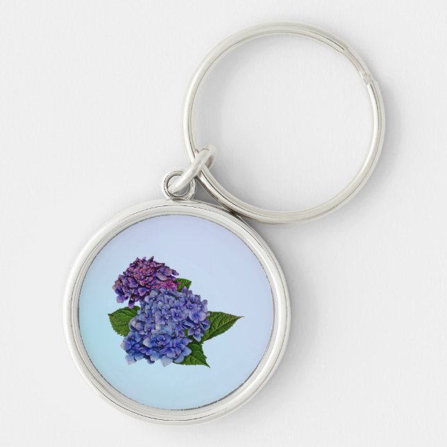 Hydrangea in Shades of Purple Keychain (Front)