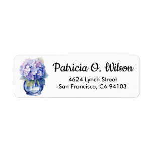Hydrangea in Vase Label