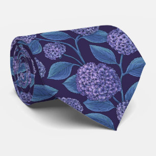 Hydrangea in violet and blue neck tie
