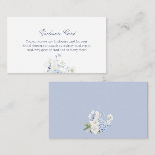 Hydrangea Insert Card | Blue Floral Bridal Shower (Front/Back)