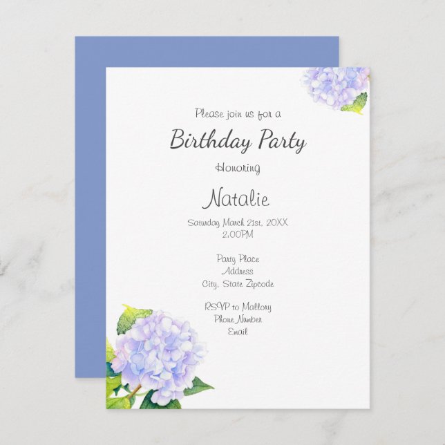 Hydrangea Invitation (Front/Back)