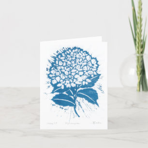 Hydrangea Japanese Woodblock Print Letterpress Thank You Card