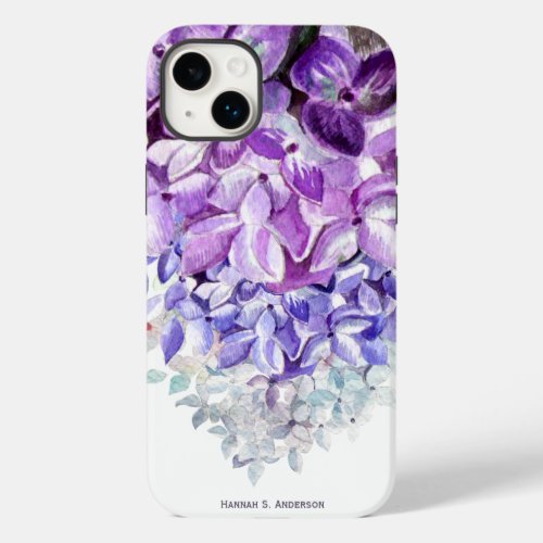 Hydrangea Lavender Blue White Ombre  Personalized Case_Mate iPhone 14 Plus Case