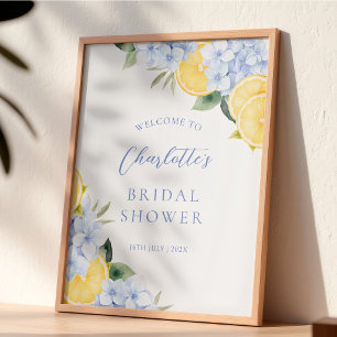 Hydrangea Lemon Bridal Shower Welcome Poster