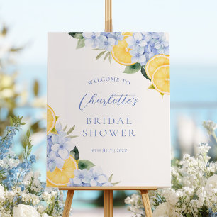 Hydrangea Lemon Bridal Shower Welcome Sign