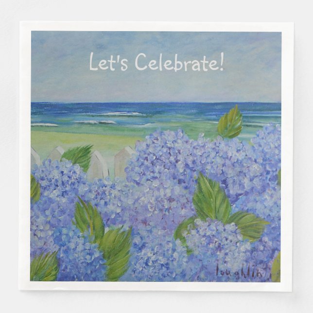 Hydrangea Let's Celebrate Paper Dinner Napkins (Front)