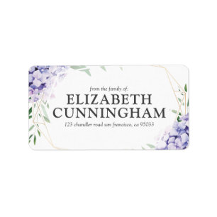 Hydrangea Lilac Floral Geometric Return Address Label
