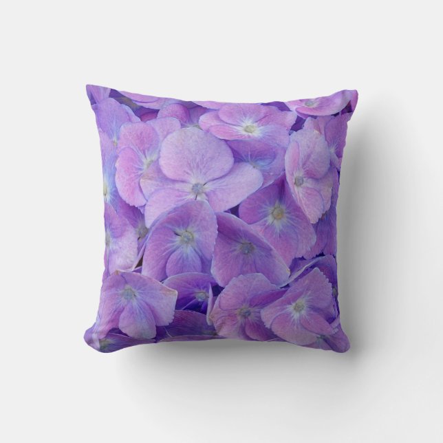 Hydrangea Lilac Throw Pillow (Front)