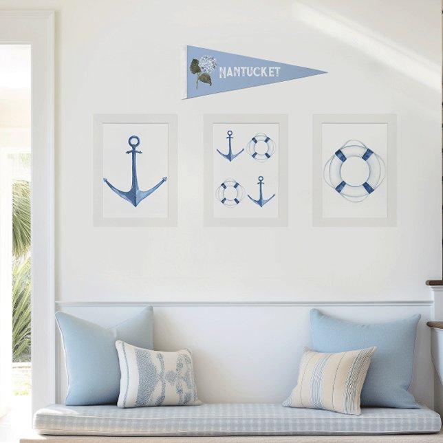 Hydrangea Location or Name Wall Felt Pennant Flag (Hydrangea Custom Name wall felt pennant flag)