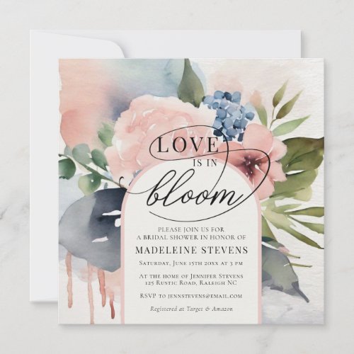 Hydrangea Love Bloom Boho Arch Chic Bridal Shower Invitation