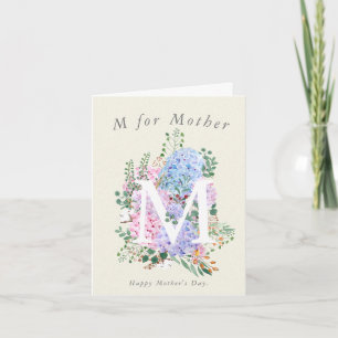 Hydrangea M for mother Mother's Day Card