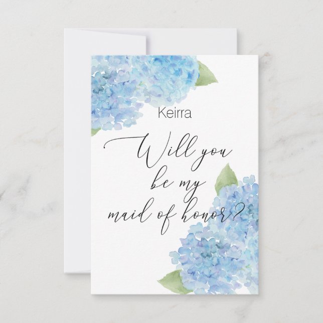 Hydrangea Maid of Honor Card (Front)