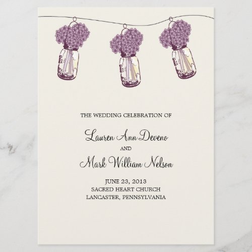 Hydrangea  Mason Jar Ceremony Program