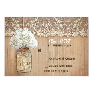 hydrangea mason jar rustic wedding RSVP cards