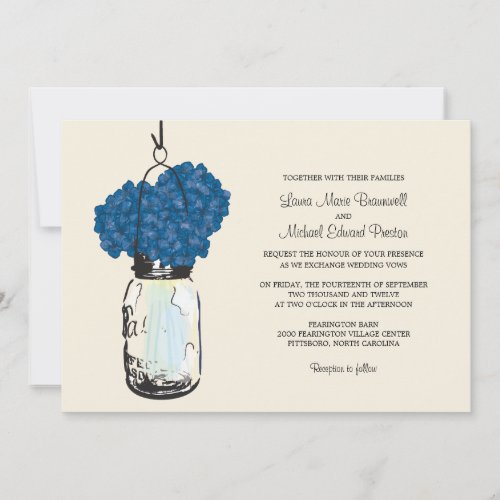 Hydrangea &amp; Mason Jar Wedding Invitations