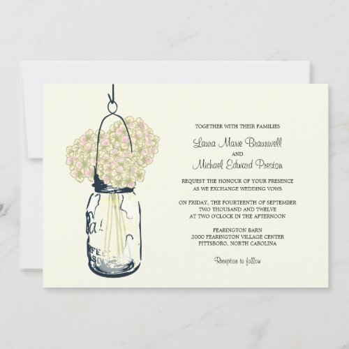 Hydrangea &amp; Mason Jar Wedding Invitations