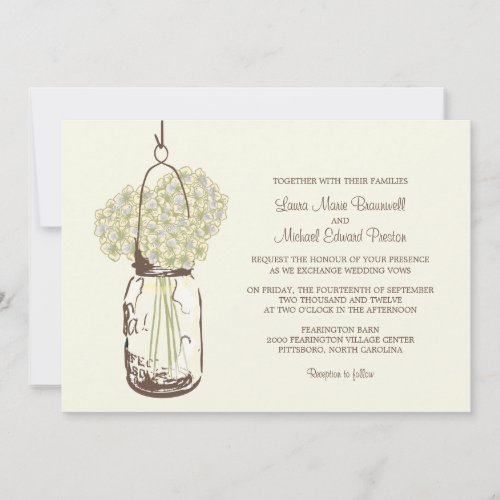 Hydrangea &amp; Mason Jar Wedding Invitations