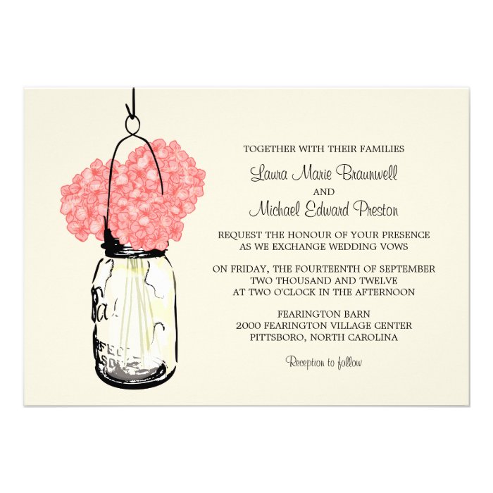 Hydrangea & Mason Jar Wedding Invitations