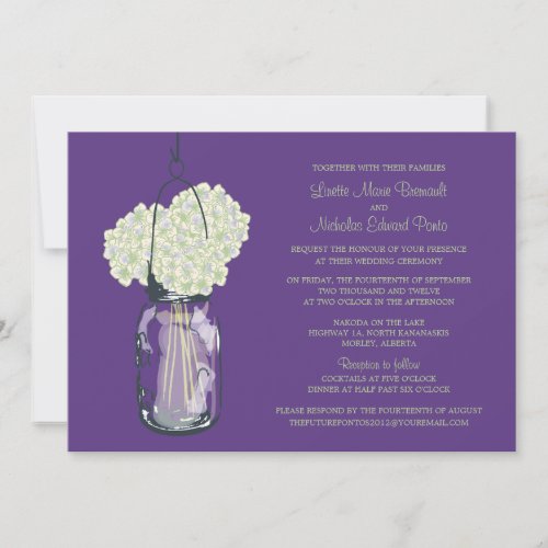 Hydrangea &amp; Mason Jar Wedding Invitations