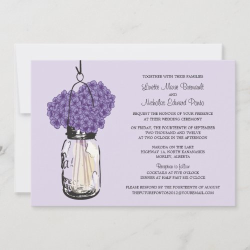 Hydrangea &amp; Mason Jar Wedding Invitations