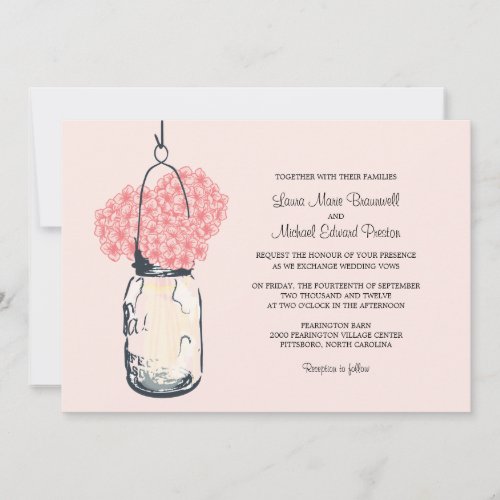 Hydrangea &amp; Mason Jar Wedding Invitations