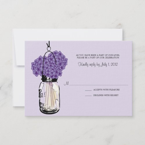 Hydrangea &amp; Mason Jar Wedding RSVP Invites