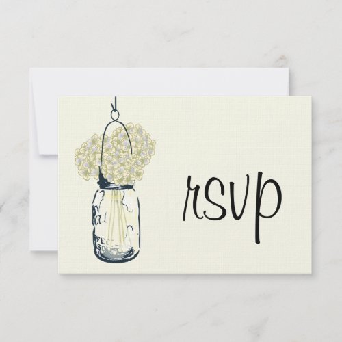 Hydrangea &amp; Mason Jar Wedding RSVP