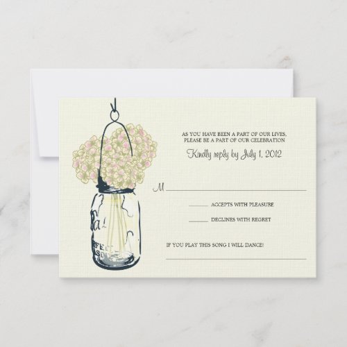 Hydrangea &amp; Mason Jar Wedding RSVP Announcements