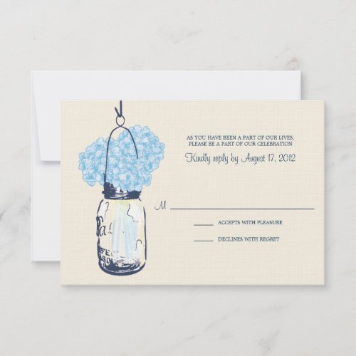 Hydrangea &amp; Mason Jar Wedding RSVP
