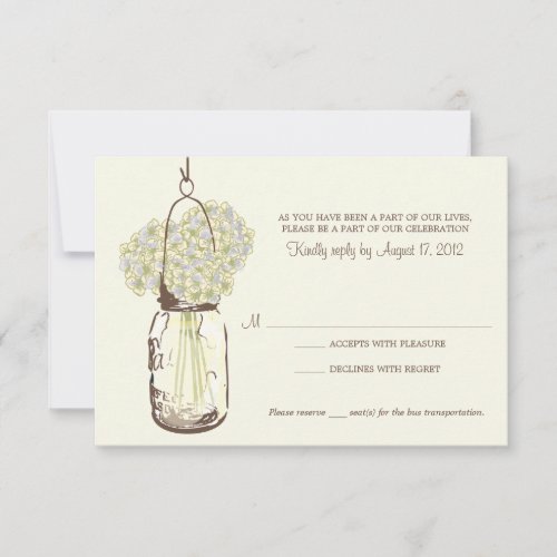 Hydrangea &amp; Mason Jar Wedding RSVP