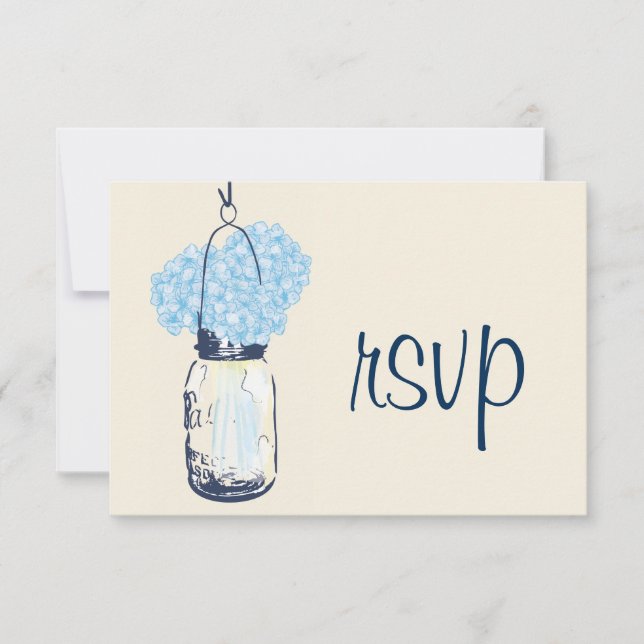 Hydrangea & Mason Jar Wedding RSVP (Front)