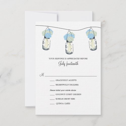 Hydrangea &amp; Mason Jar Wedding RSVP