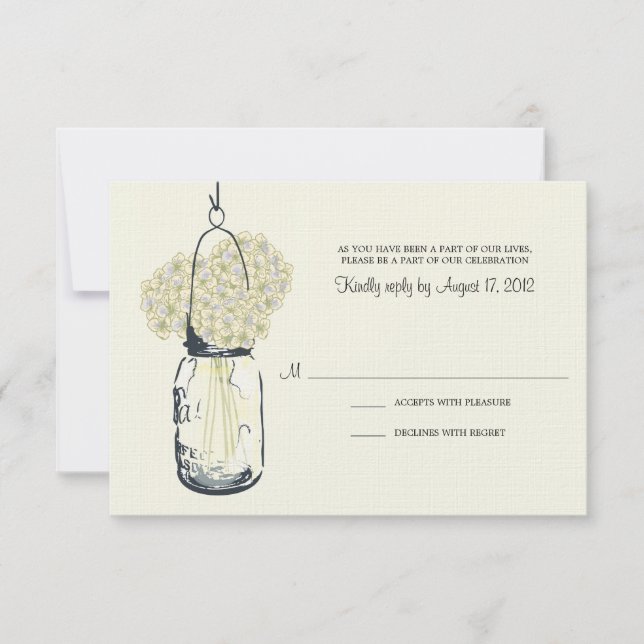 Hydrangea & Mason Jar Wedding RSVP (Front)