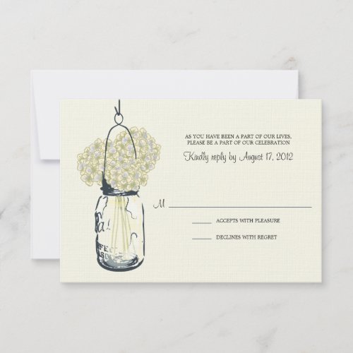 Hydrangea &amp; Mason Jar Wedding RSVP