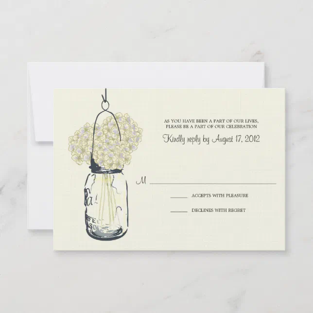 Hydrangea And Mason Jar Wedding Rsvp Zazzle