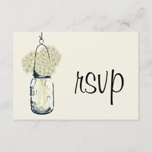 Hydrangea & Mason Jar Wedding RSVP Card