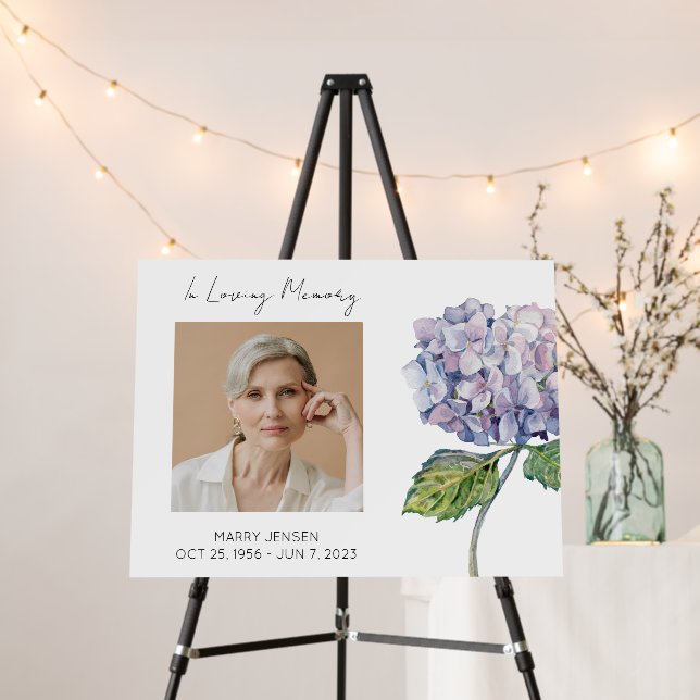 Hydrangea Memorial Photo Funeral Foam Board (In Situ (Stand))