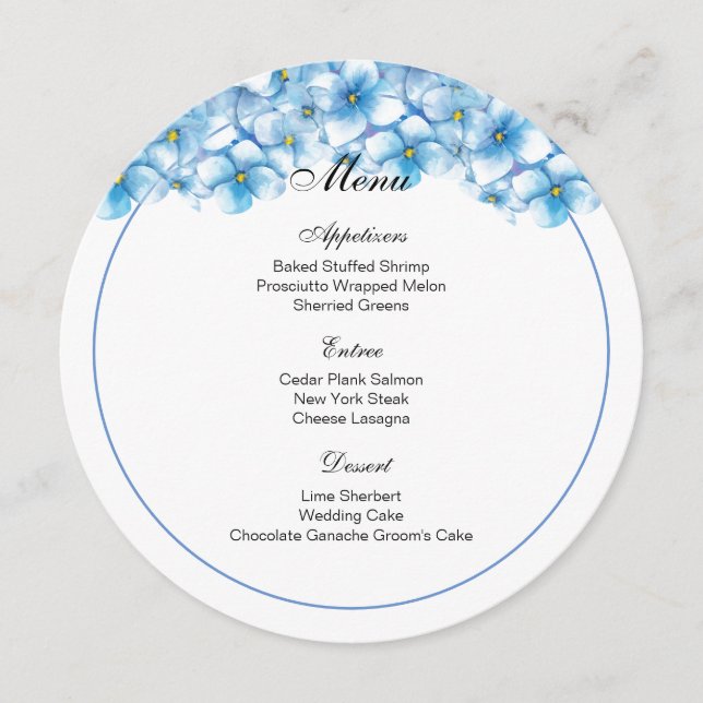 Hydrangea Menu Card (Front)