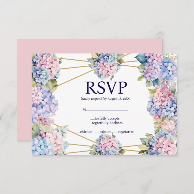 Hydrangea Menu Choices RSVP Response Card (Front/Back)